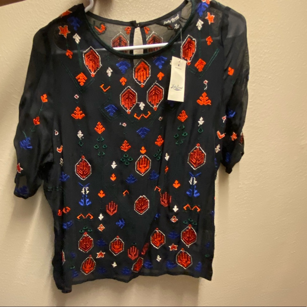 NWT!! Lucky Brand, sheer overlay shirt.